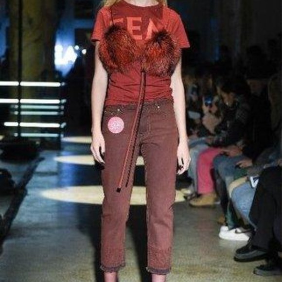 NWT ATOS LOMBARDINI cropped Italian boyfriend jeans in brick color